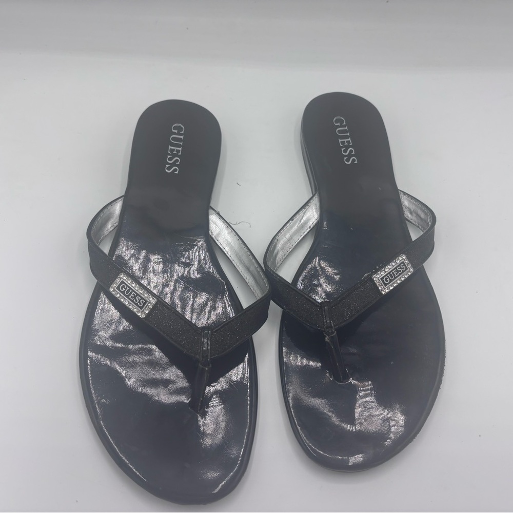 Guess Women's Black and Silver Sandals